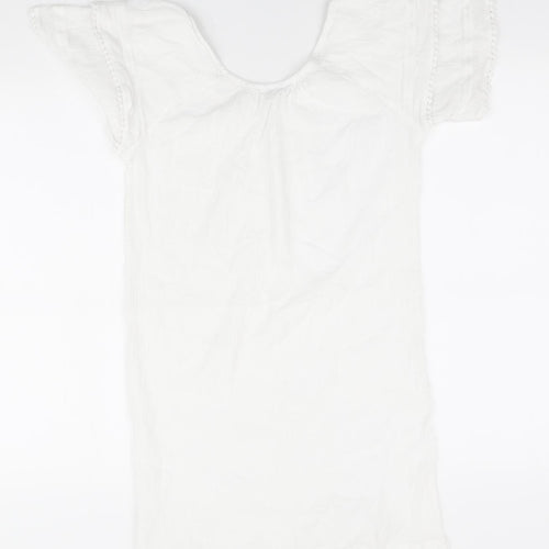 New Look Womens White 100% Cotton Shift Size M Round Neck