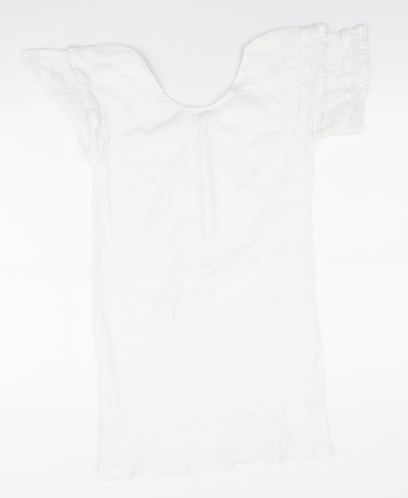 New Look Womens White 100% Cotton Shift Size M Round Neck