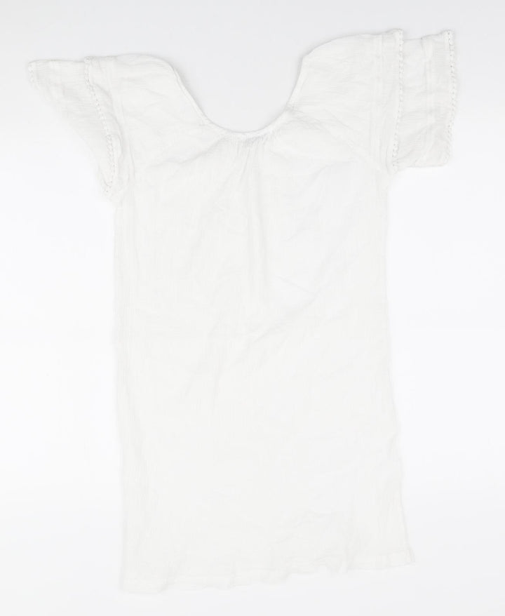 New Look Womens White 100% Cotton Shift Size M Round Neck