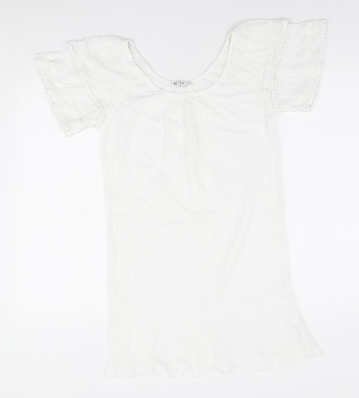 New Look Womens White 100% Cotton Shift Size M Round Neck