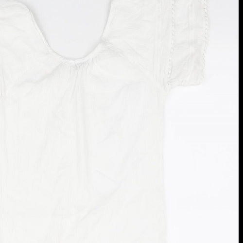 New Look Womens White 100% Cotton Shift Size M Round Neck