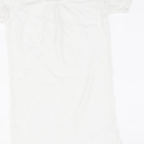 New Look Womens White 100% Cotton Shift Size M Round Neck