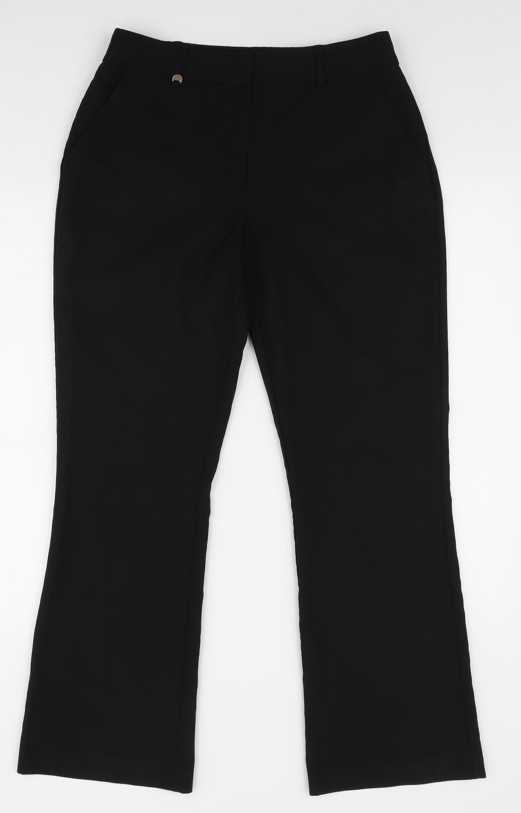 M&Co Womens Black Polyester Trousers Size 10 L28 in Regular Buckle