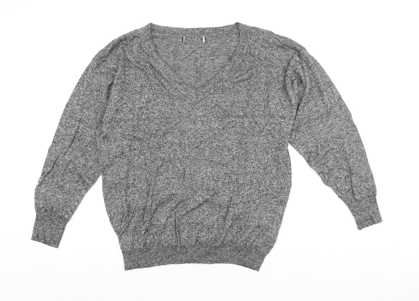 Marks and Spencer Womens Grey Round Neck Cotton Pullover Jumper Size 14