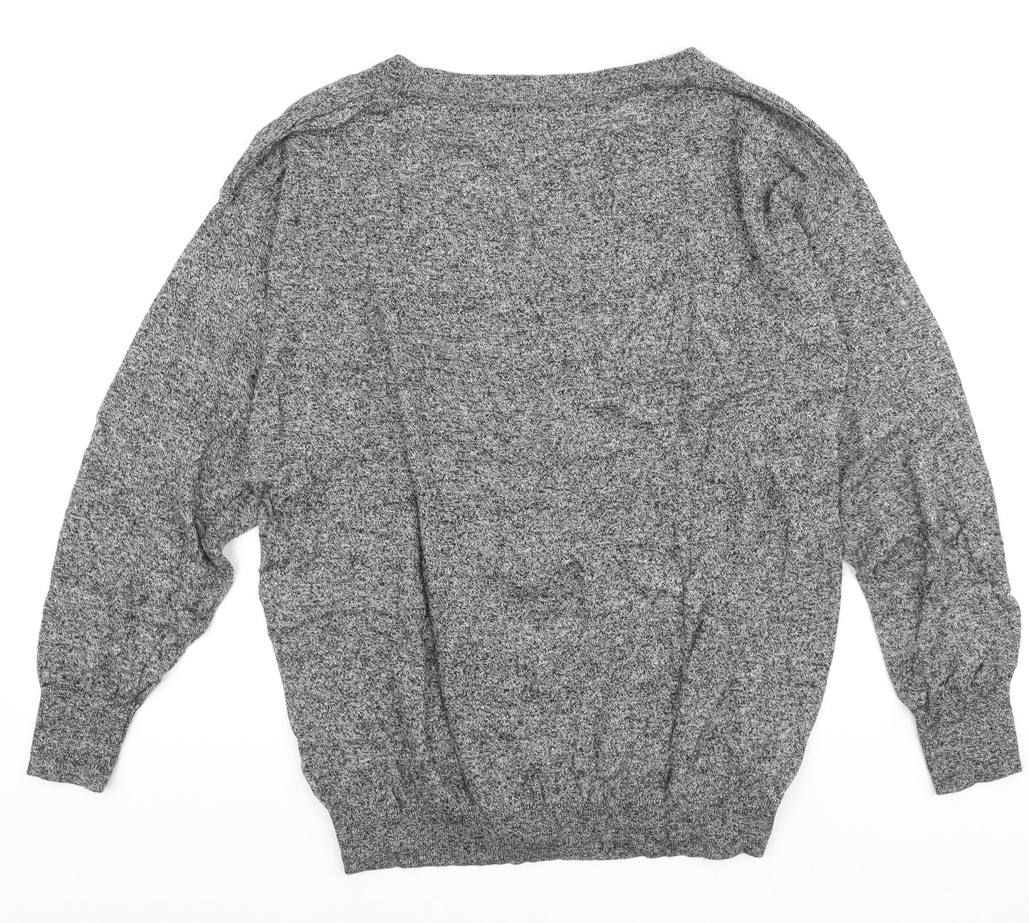 Marks and Spencer Womens Grey Round Neck Cotton Pullover Jumper Size 14