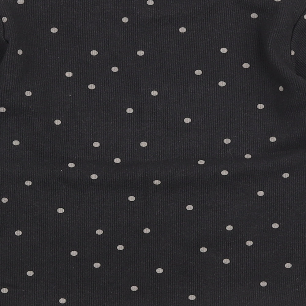Zara Girls Black Polka Dot Polyester Pullover T-Shirt Size 2-3 Years Round Neck