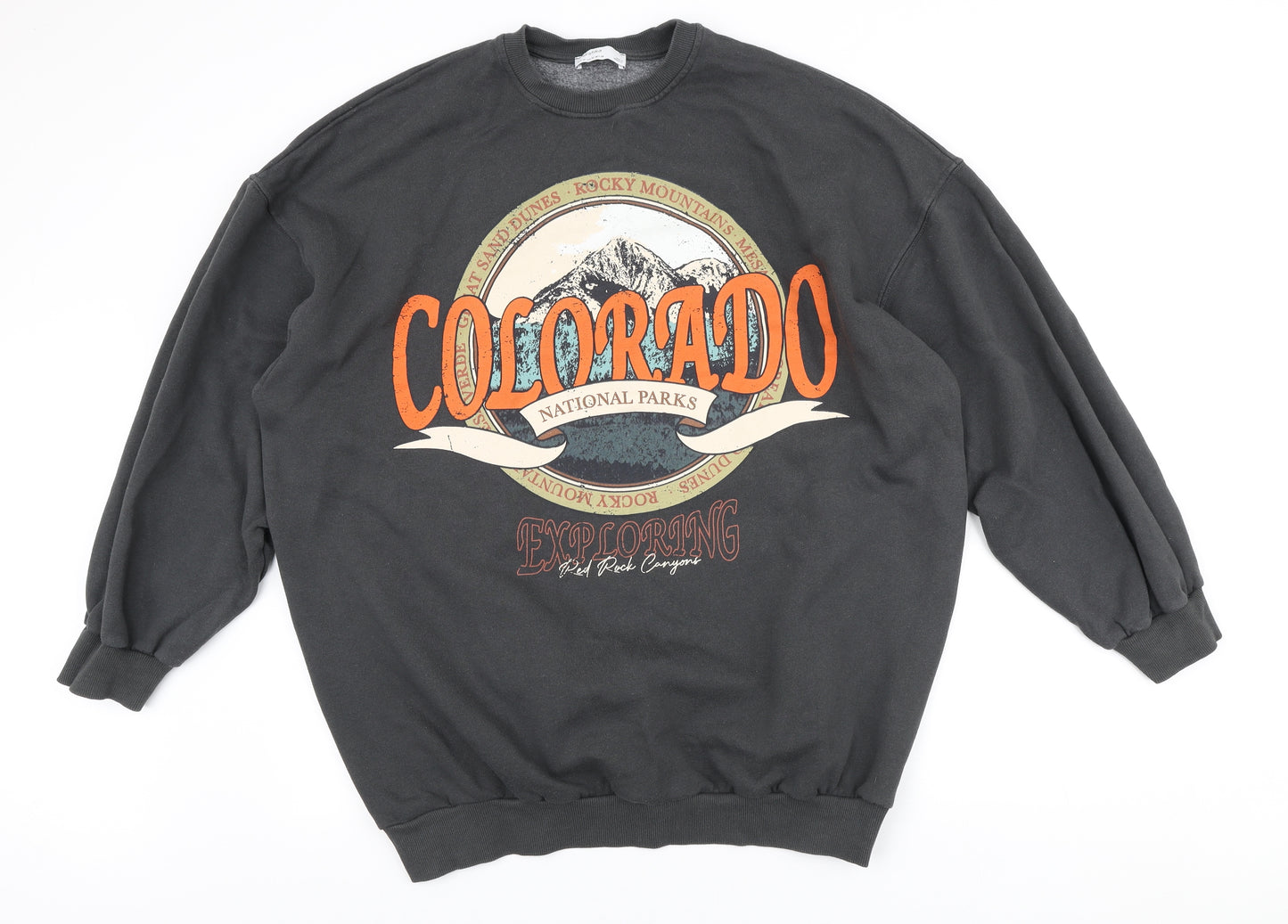 Bershka Mens Grey Crew Neck Cotton Pullover Jumper Size M - Colorado