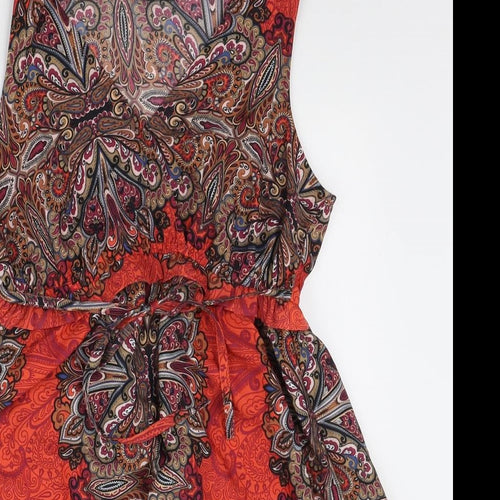Dorothy Perkins Womens Red Paisley Polyester Mini Size 12 V-Neck