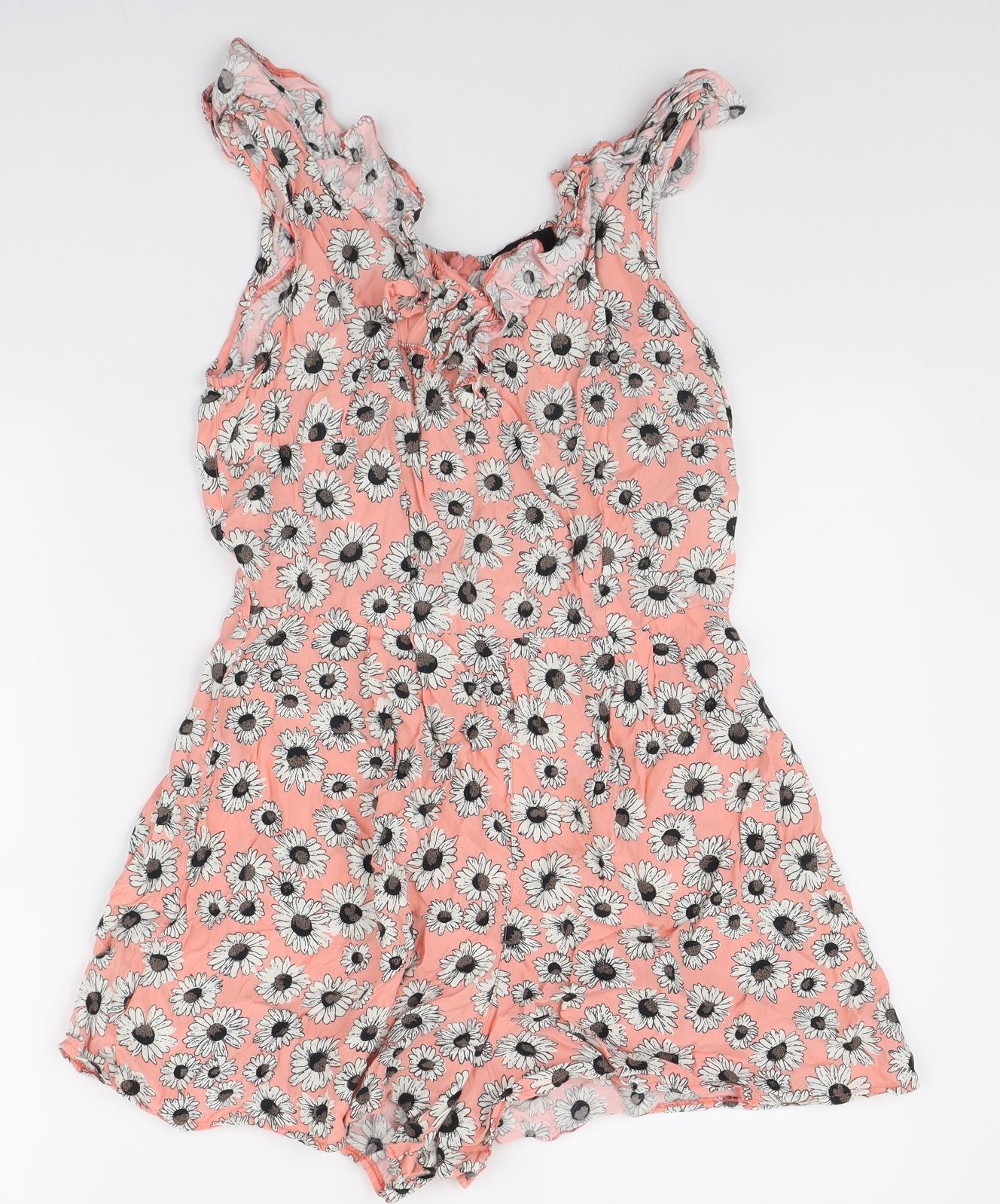 George Womens Pink Floral Polyester Playsuit One-Piece Size 12