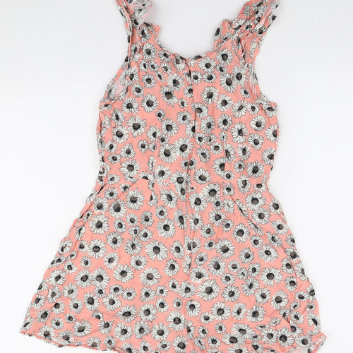 George Womens Pink Floral Polyester Playsuit One-Piece Size 12