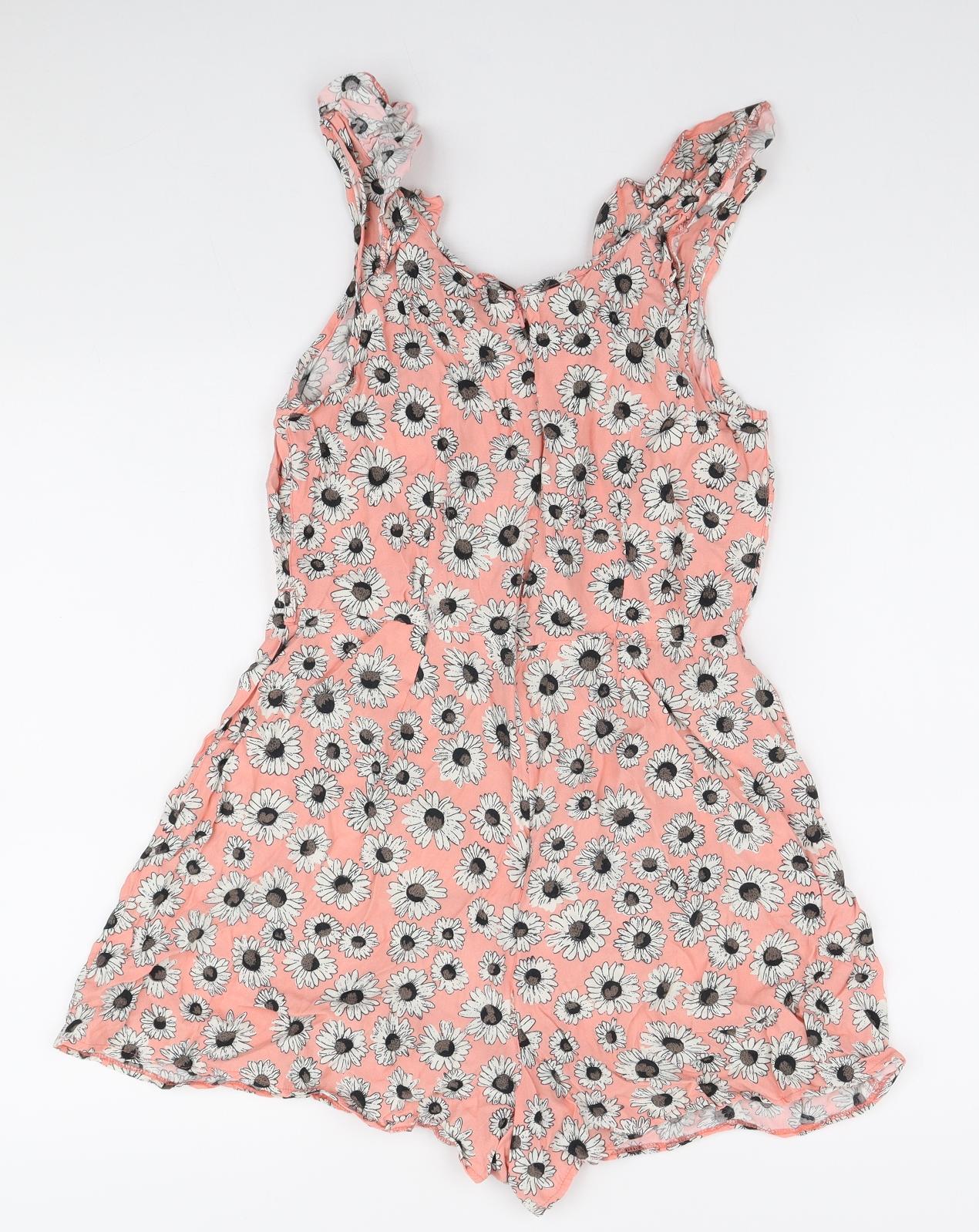 George Womens Pink Floral Polyester Playsuit One-Piece Size 12
