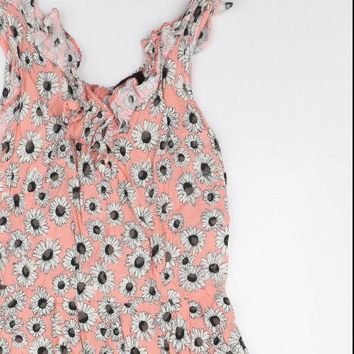 George Womens Pink Floral Polyester Playsuit One-Piece Size 12