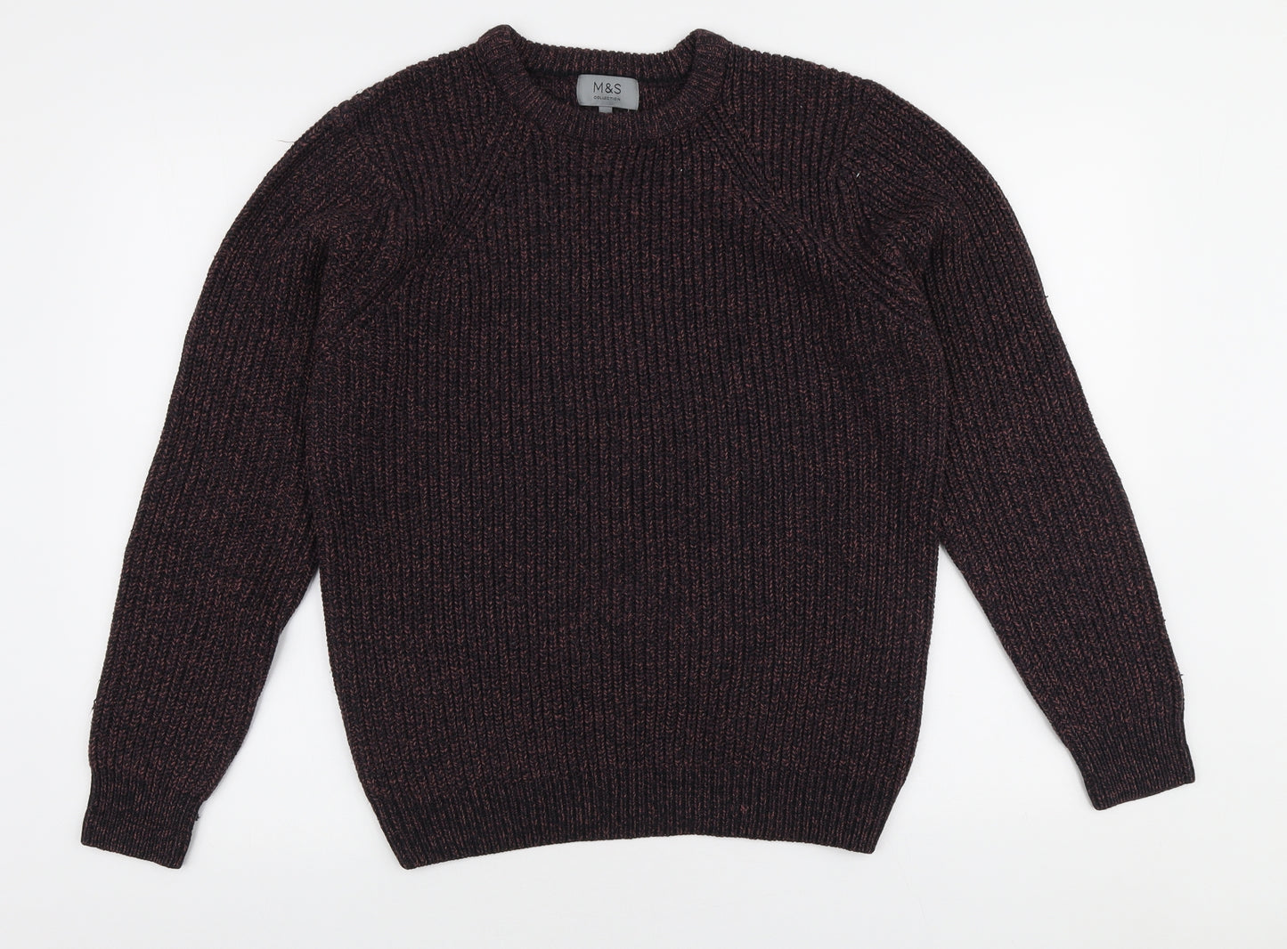 Marks and Spencer Mens Black Crew Neck Acrylic Pullover Jumper Size M