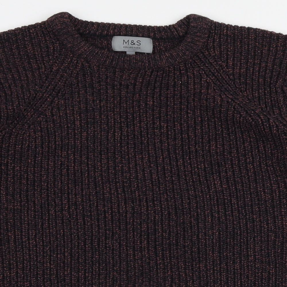 Marks and Spencer Mens Black Crew Neck Acrylic Pullover Jumper Size M
