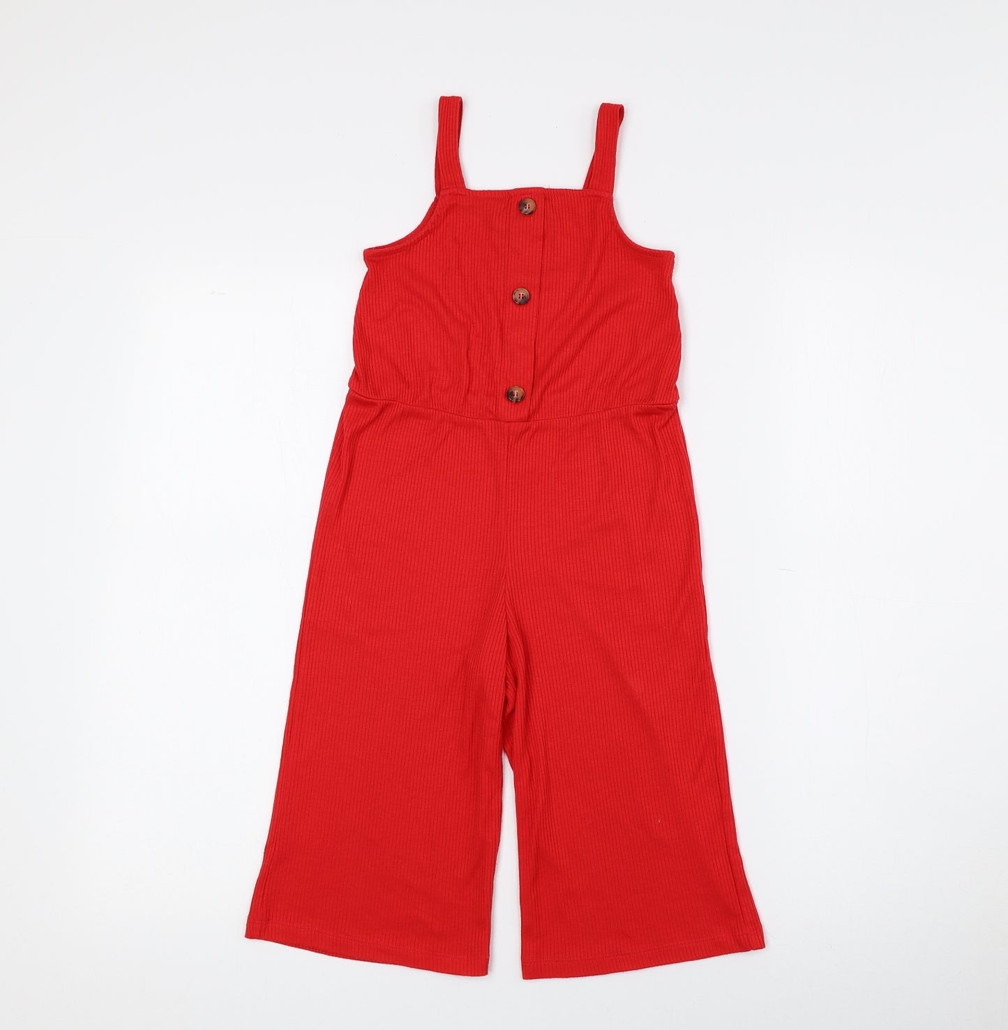 Matalan Girls Red Polyester Jumpsuit One-Piece Size 6 Years - Ribbed