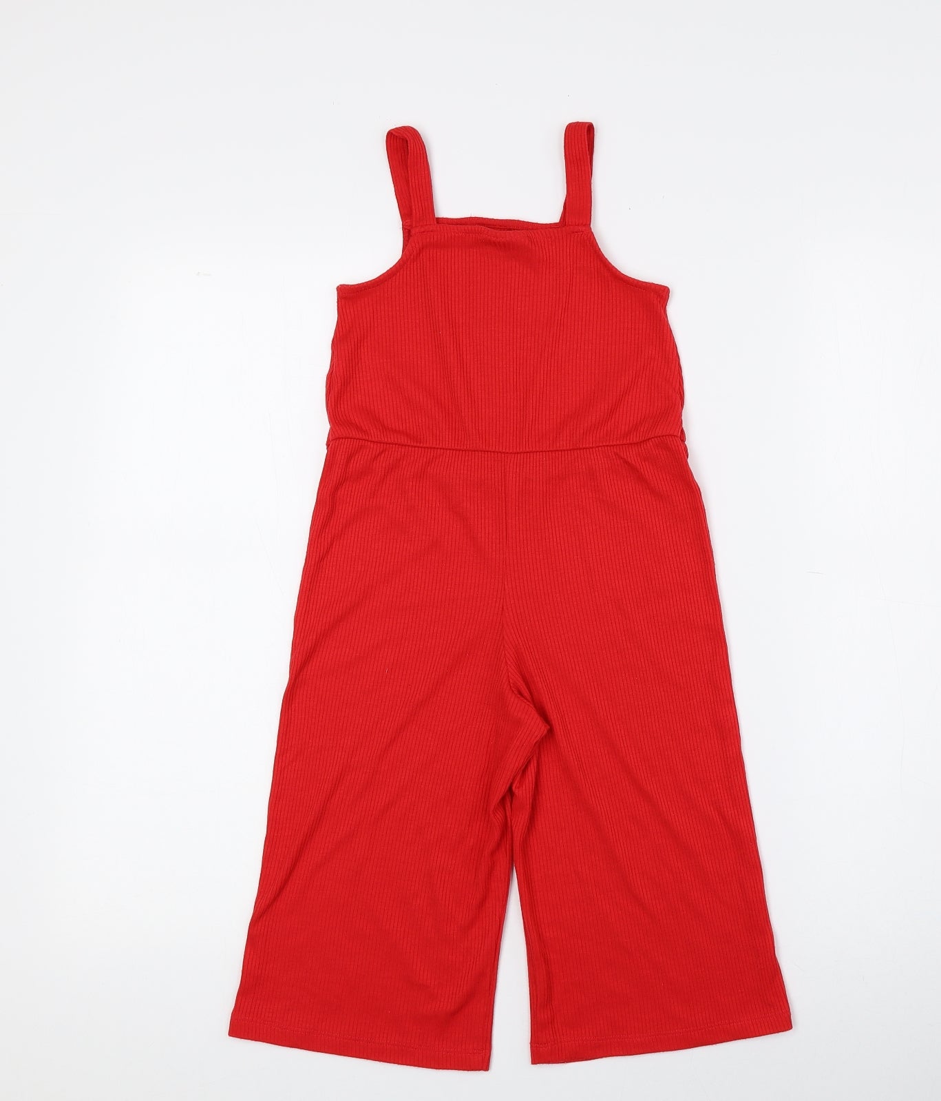 Matalan Girls Red Polyester Jumpsuit One-Piece Size 6 Years - Ribbed