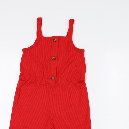 Matalan Girls Red Polyester Jumpsuit One-Piece Size 6 Years - Ribbed