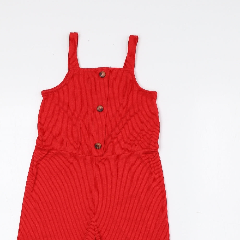 Matalan Girls Red Polyester Jumpsuit One-Piece Size 6 Years - Ribbed