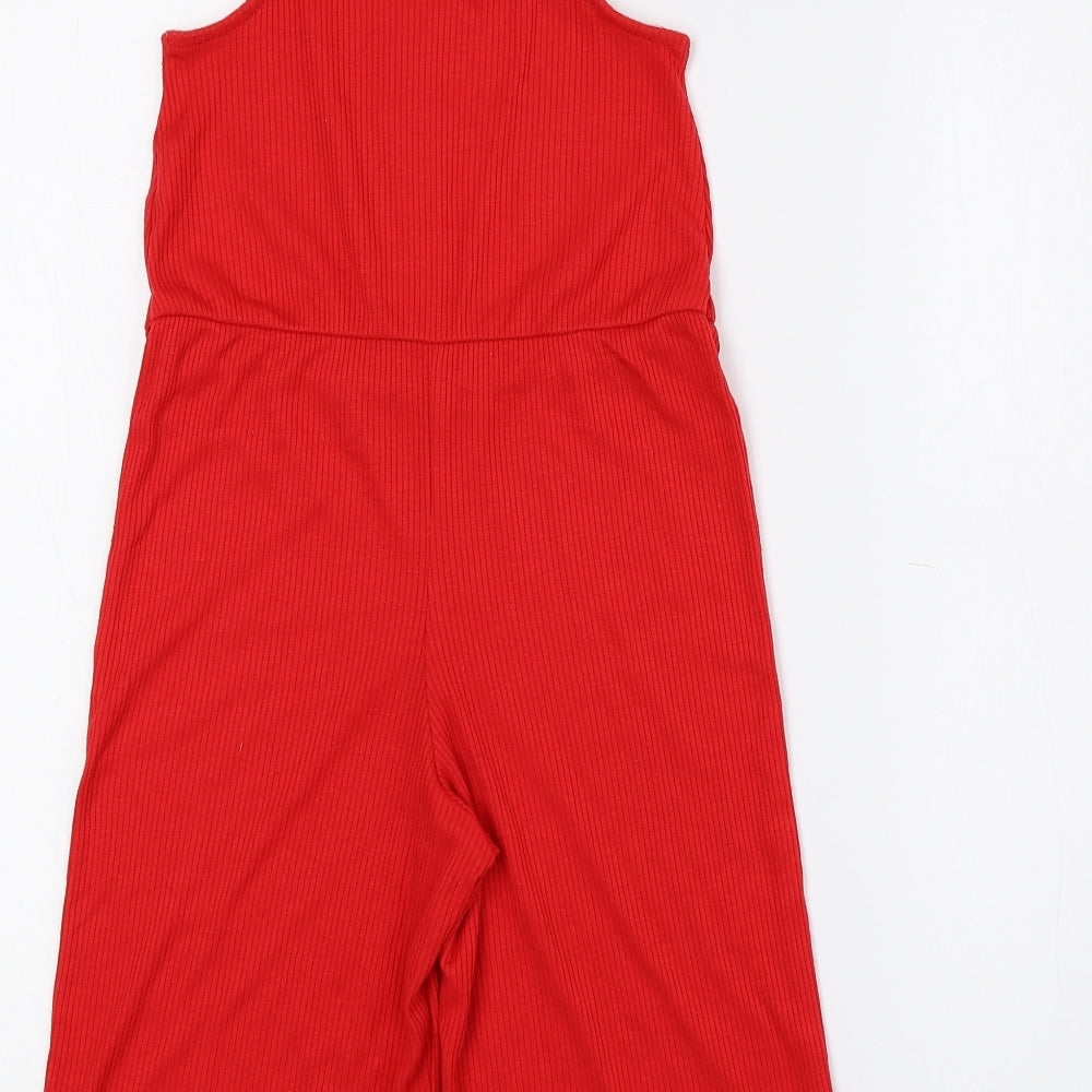 Matalan Girls Red Polyester Jumpsuit One-Piece Size 6 Years - Ribbed