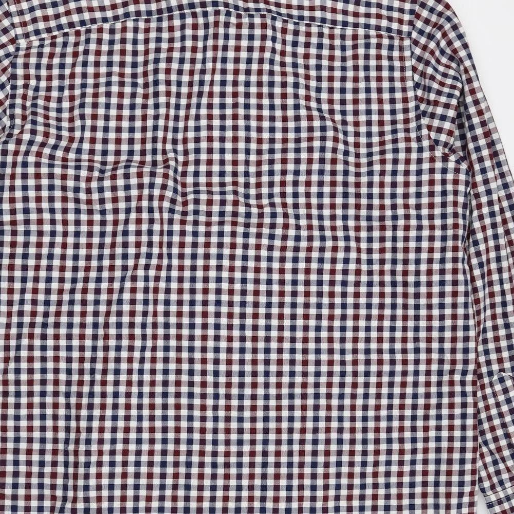 William & Brown Mens Multicoloured Check 100% Cotton Dress Shirt Size XL Collared Button