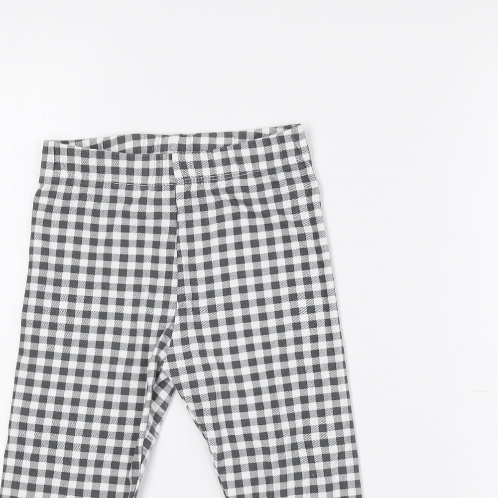 Saint Bernard Girls Grey Check Cotton Sweatpants Trousers Size 4 Years Regular - Leggings
