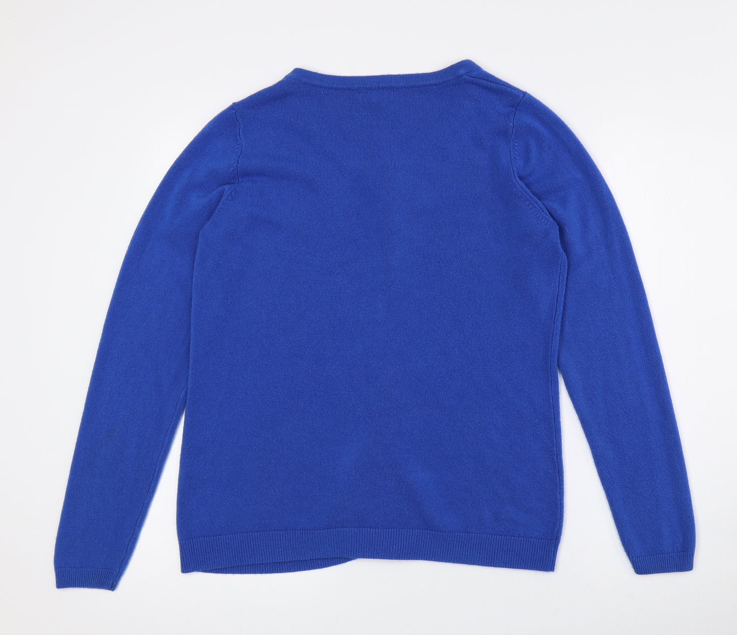 Papaya Womens Blue Round Neck Acrylic Cardigan Jumper Size 14 - Button closure