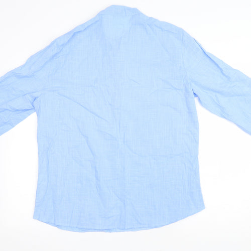 Incerun Womens Blue Cotton Tunic Blouse Size XL Round Neck