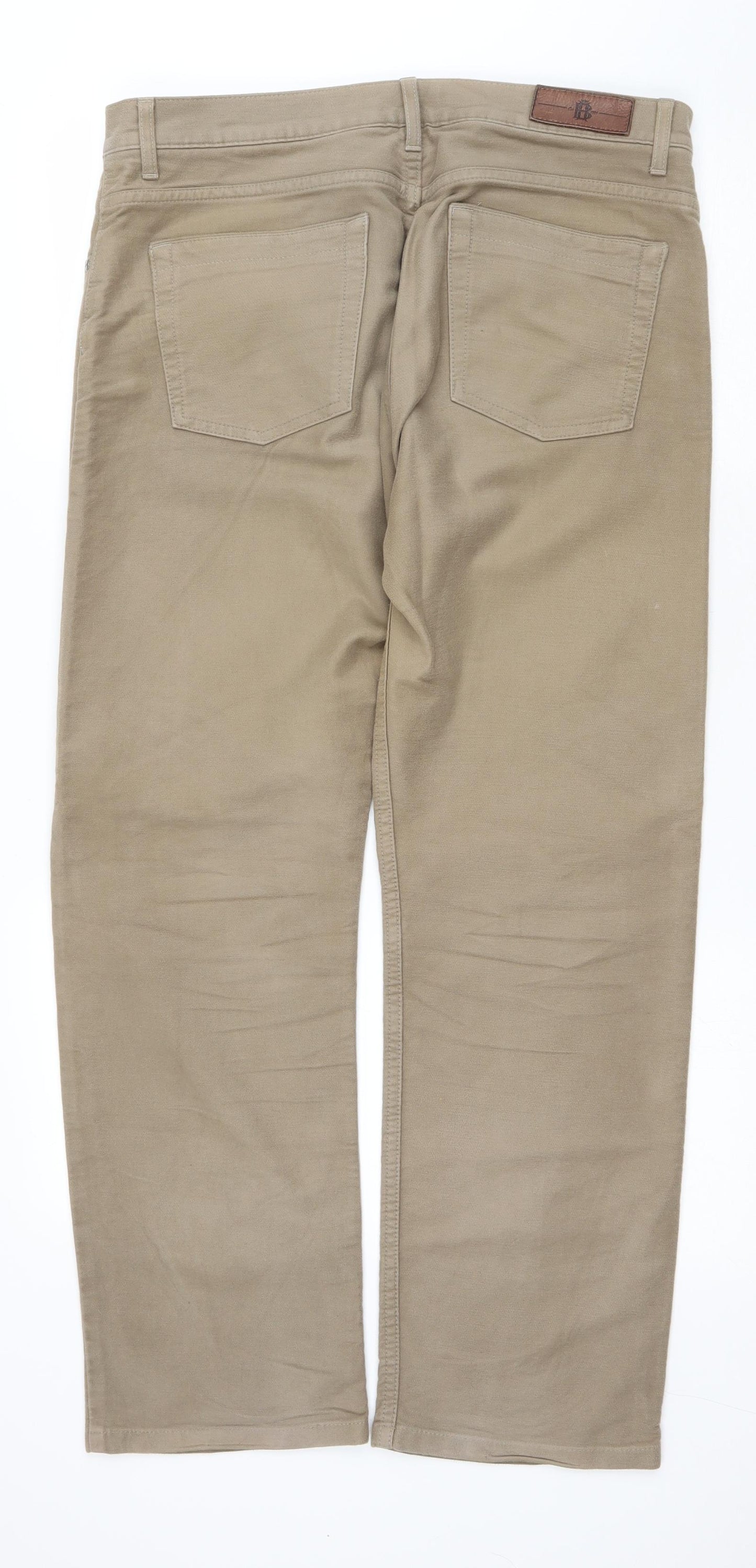 Marks and Spencer Mens Brown Cotton Straight Jeans Size 34 L29 in Regular Zip