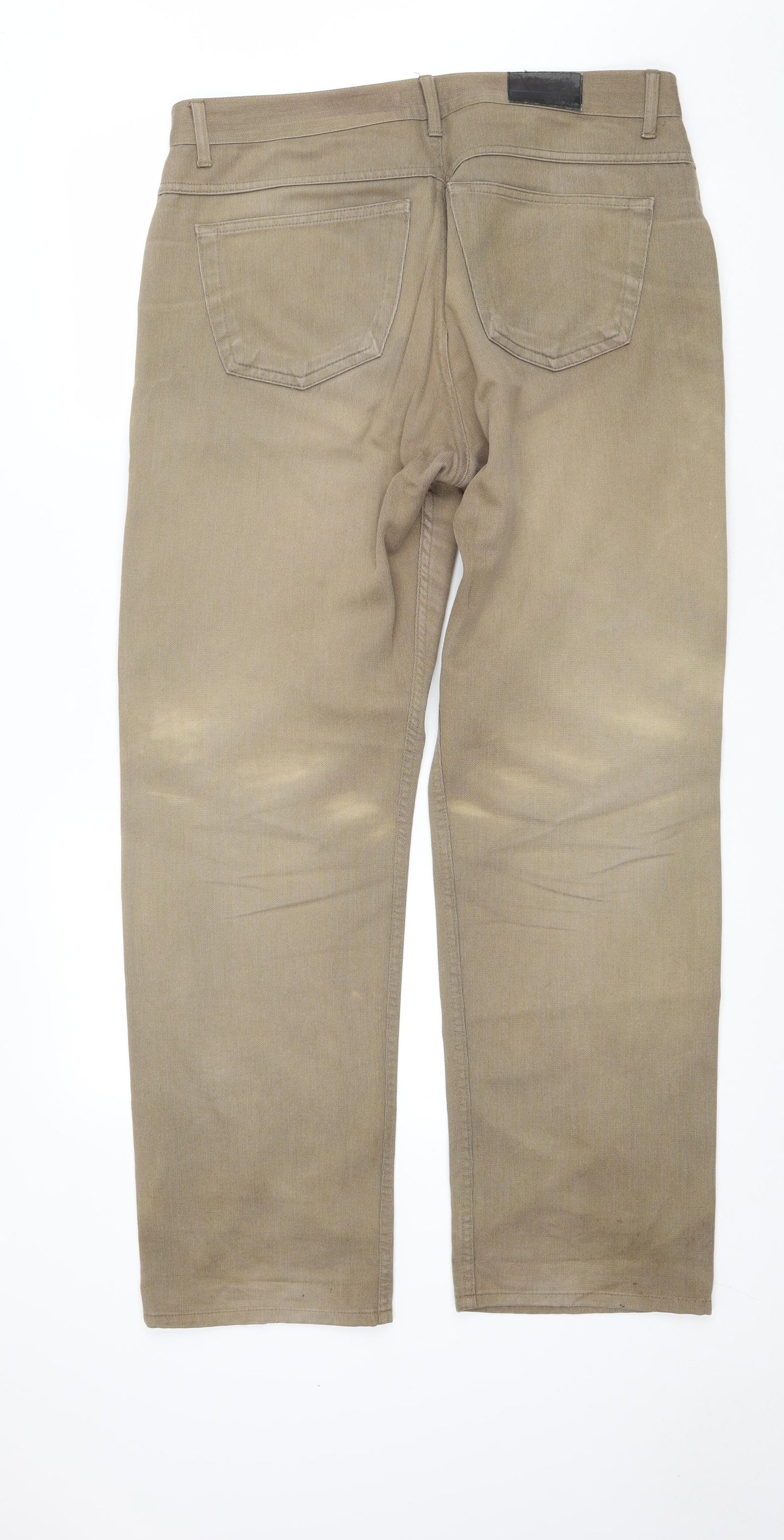 Autograph Mens Brown Cotton Straight Jeans Size 34 L31 in Regular Zip