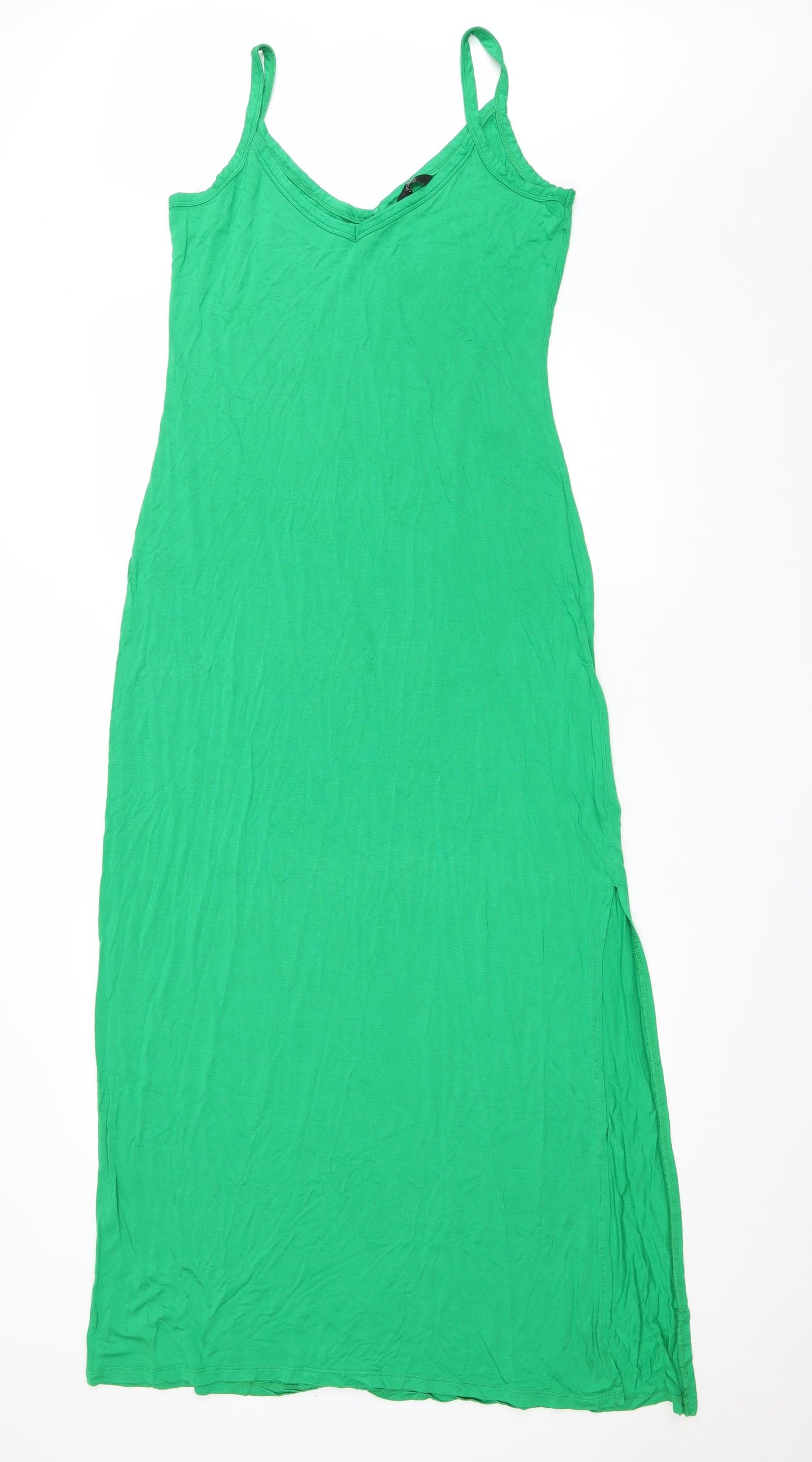 F&F Womens Green Viscose A-Line Size 12 V-Neck Pullover