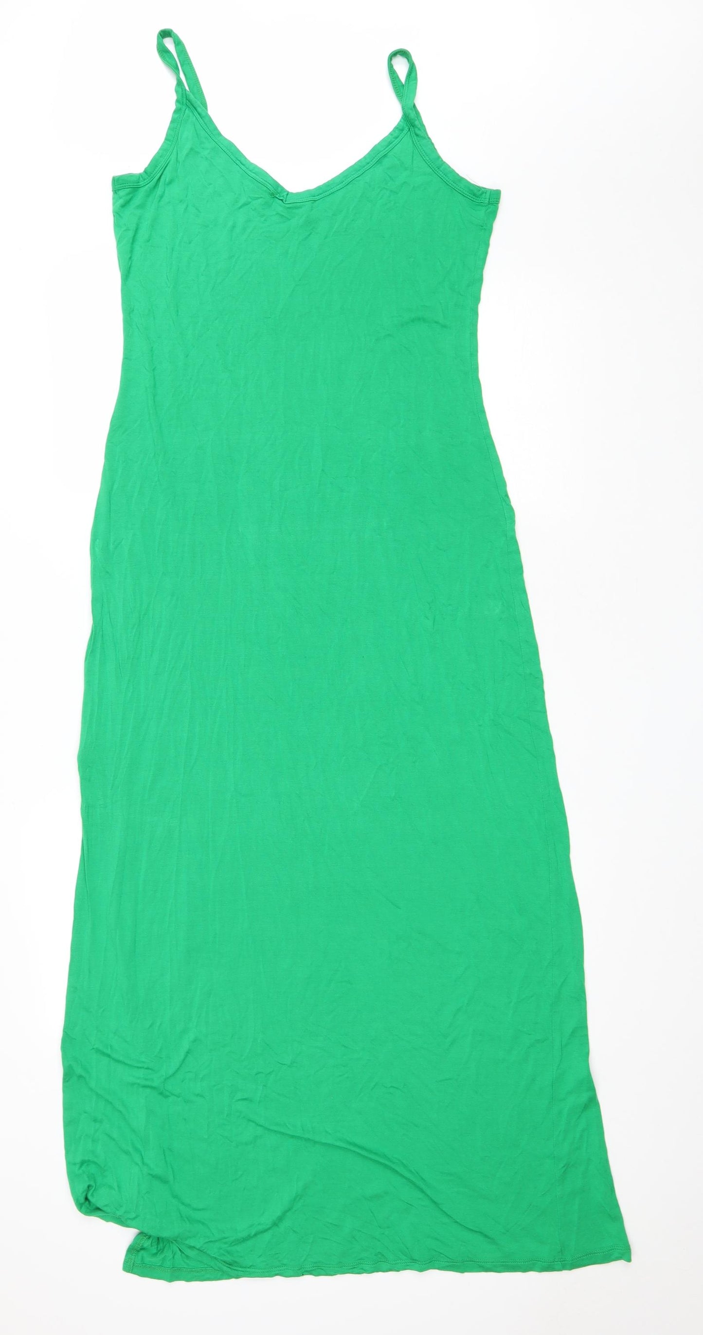 F&F Womens Green Viscose A-Line Size 12 V-Neck Pullover