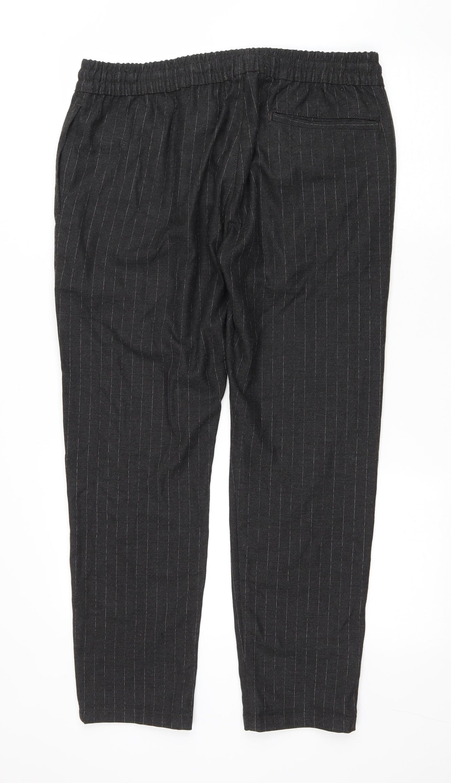 Topman Mens Grey Striped Polyester Trousers Size 36 L27 in Regular Button - Drawstring