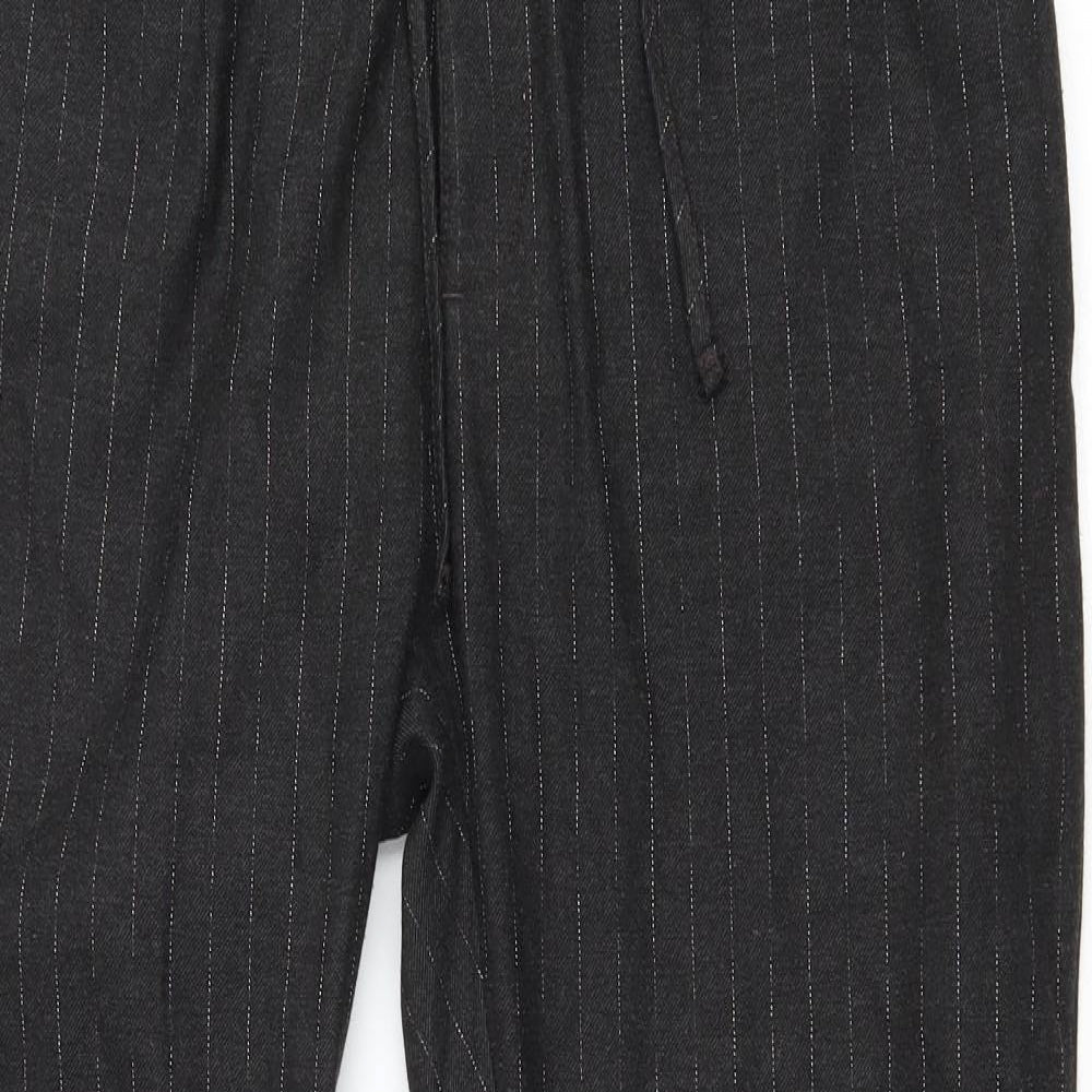 Topman Mens Grey Striped Polyester Trousers Size 36 L27 in Regular Button - Drawstring