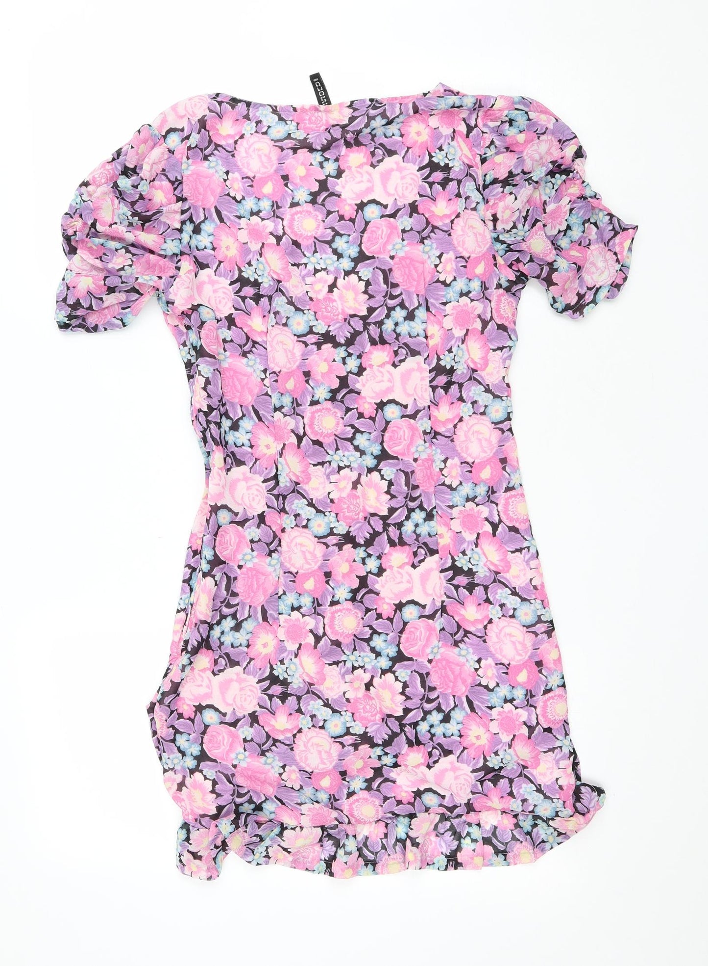 Divided by H&M Womens Pink Floral Polyester Mini Size 8 V-Neck Pullover