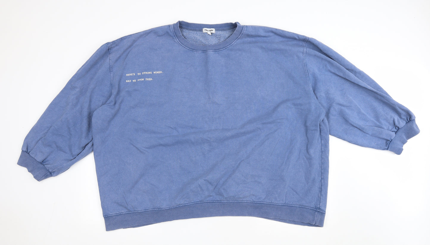 Public Desire Womens Blue Cotton Pullover Sweatshirt Size 22 Pullover - Here's to strong women