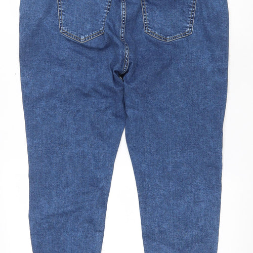 New Look Womens Blue Cotton Cut-Off Shorts Size 18 L20 in Regular Zip - Distressed