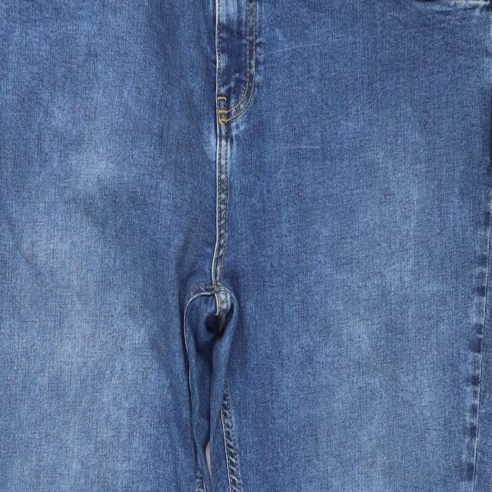 New Look Womens Blue Cotton Cut-Off Shorts Size 18 L20 in Regular Zip - Distressed