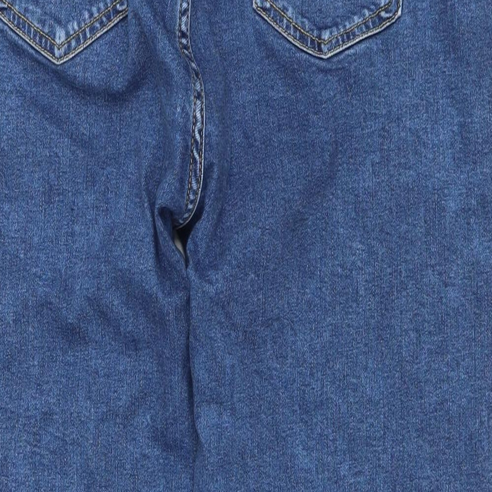 New Look Womens Blue Cotton Cut-Off Shorts Size 18 L20 in Regular Zip - Distressed