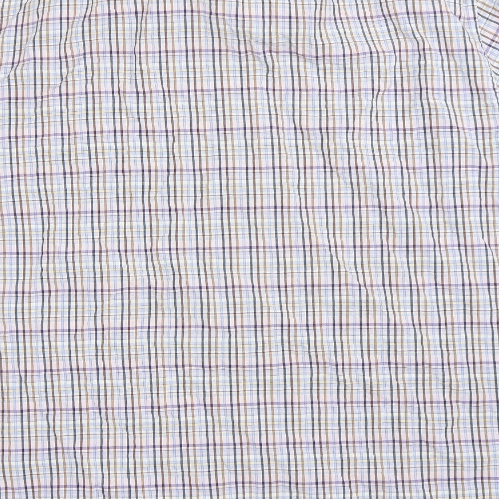 Oakman Mens Multicoloured Plaid Cotton Button-Up Size XL Collared Button