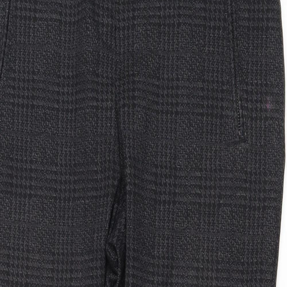 F&F Womens Grey Plaid Polyester Trousers Size 14 L26 in Regular Zip