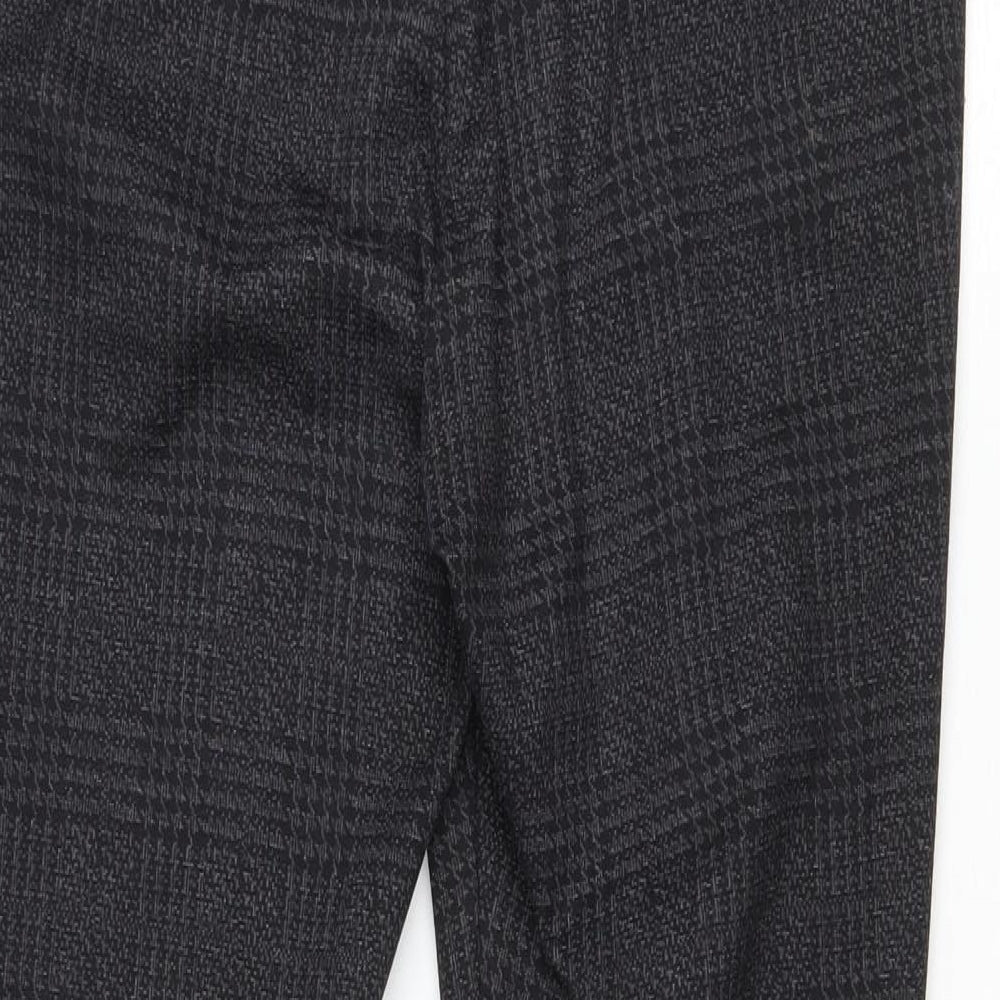 F&F Womens Grey Plaid Polyester Trousers Size 14 L26 in Regular Zip
