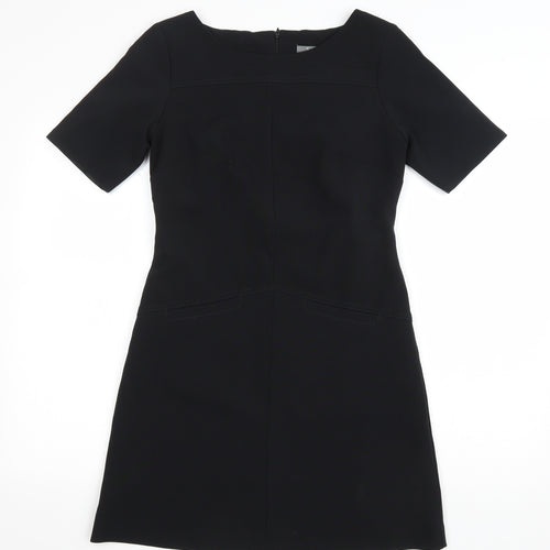 South Womens Black Polyester A-Line Size 8 Boat Neck Zip