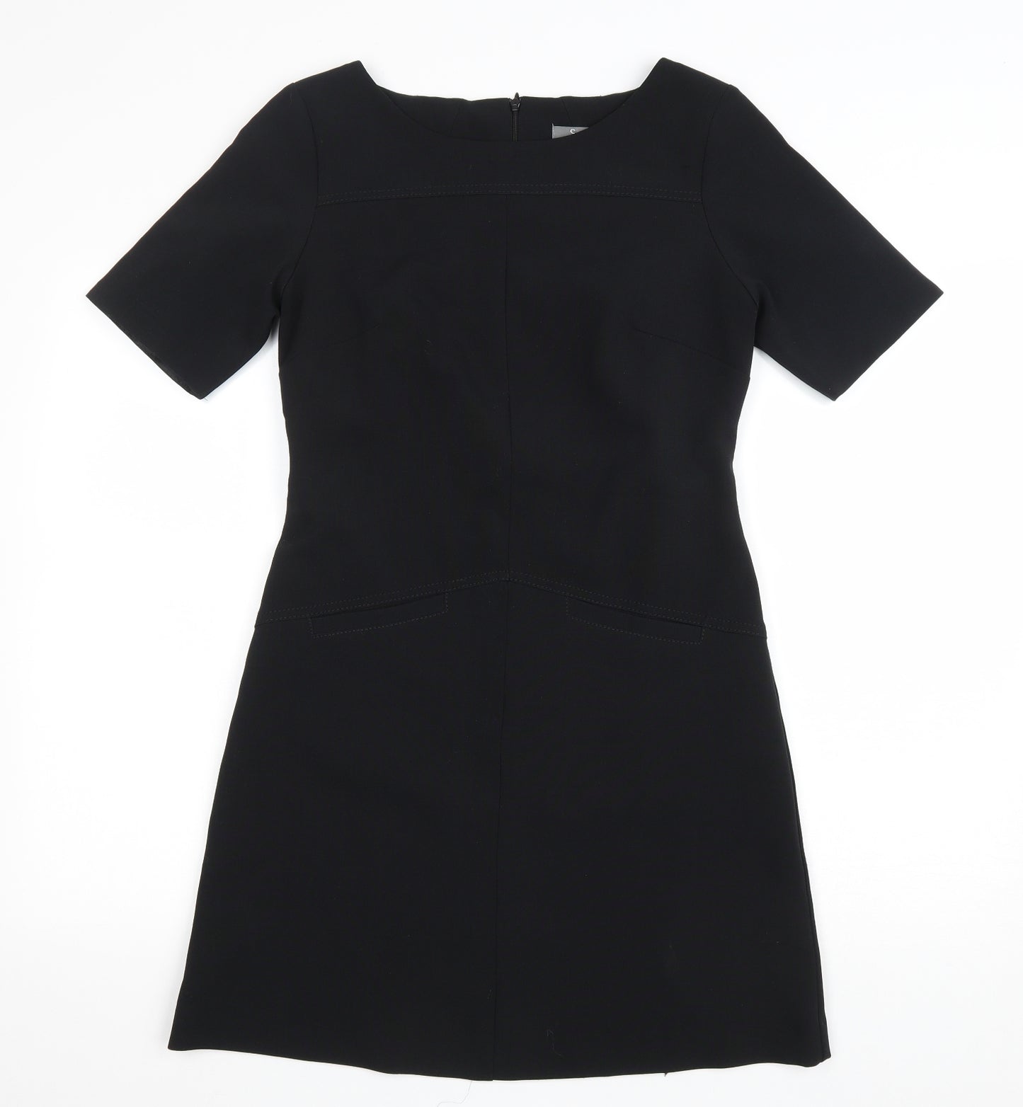 South Womens Black Polyester A-Line Size 8 Boat Neck Zip
