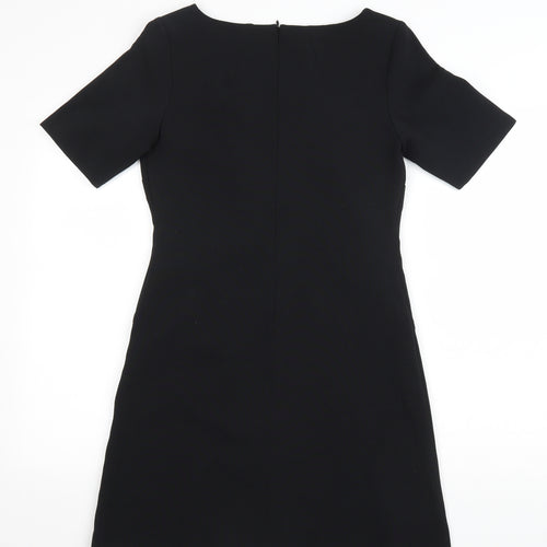 South Womens Black Polyester A-Line Size 8 Boat Neck Zip