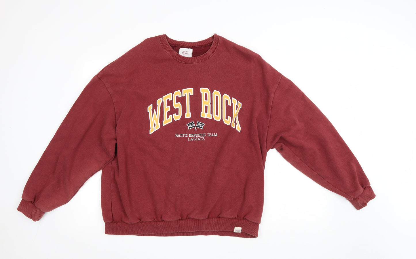 Pull&Bear Womens Red Polyester Pullover Sweatshirt Size M Pullover - West Rock