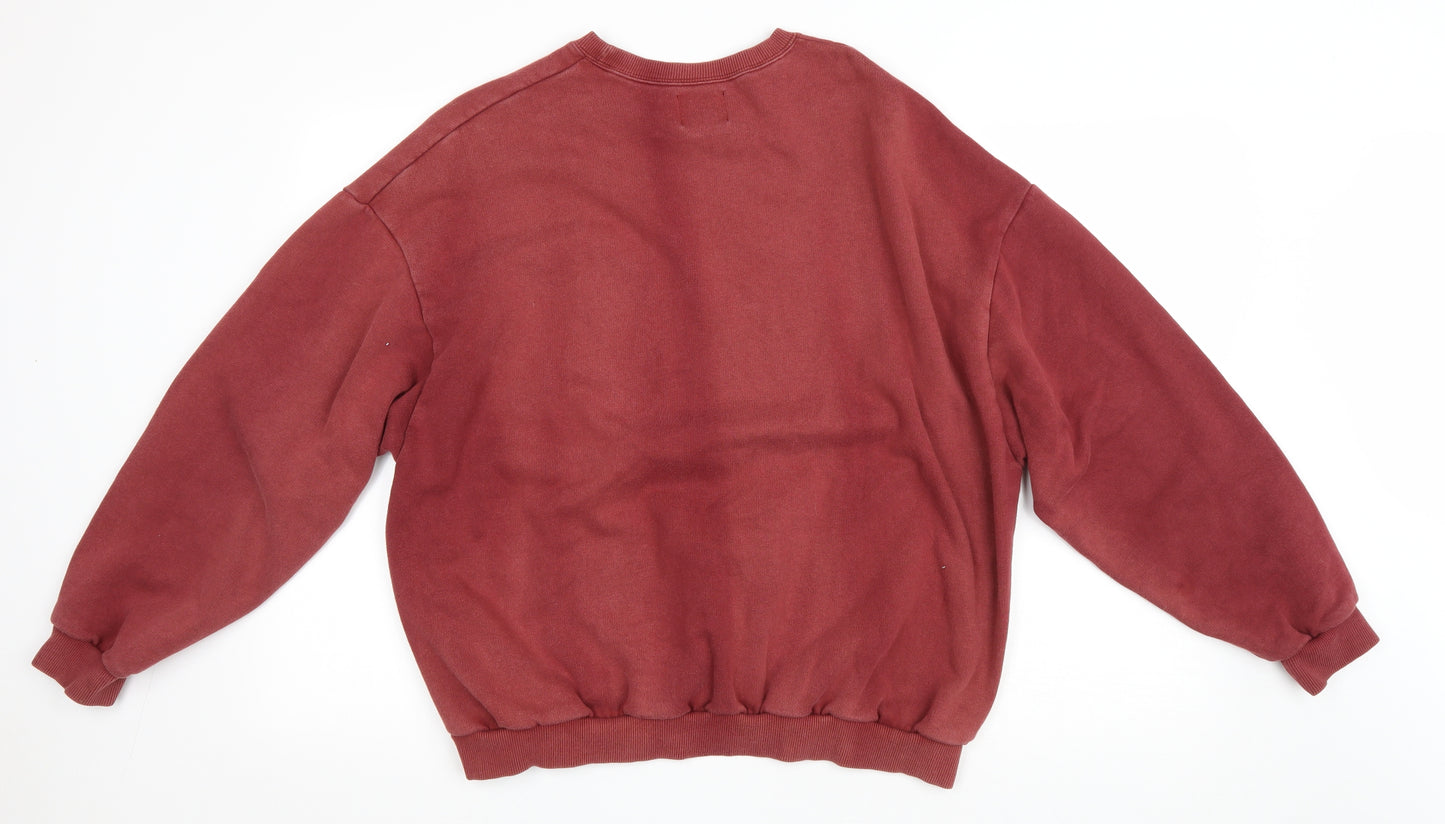 Pull&Bear Womens Red Polyester Pullover Sweatshirt Size M Pullover - West Rock