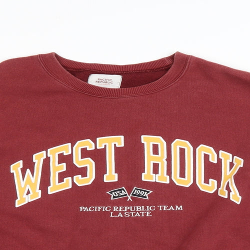 Pull&Bear Womens Red Polyester Pullover Sweatshirt Size M Pullover - West Rock