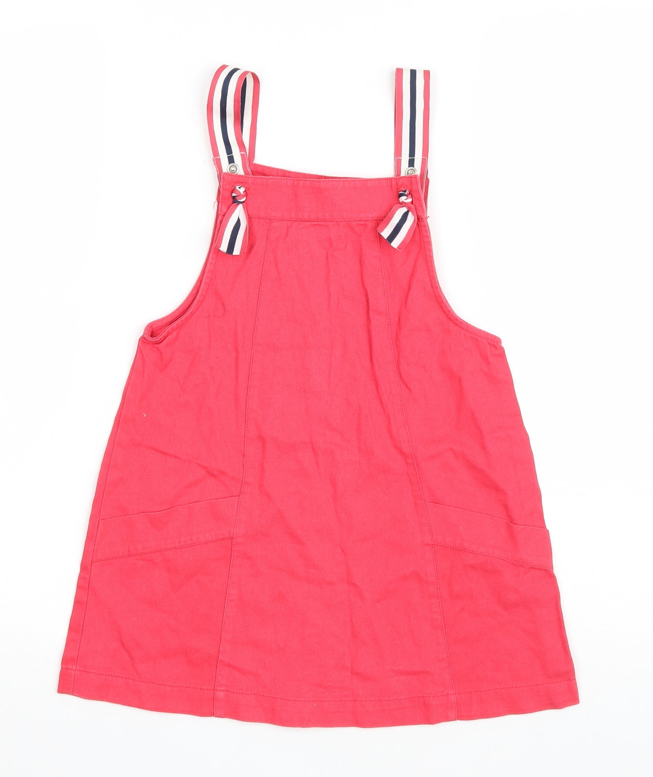 George Girls Pink Cotton Pinafore/Dungaree Dress Size 6-7 Years Square Neck Snap
