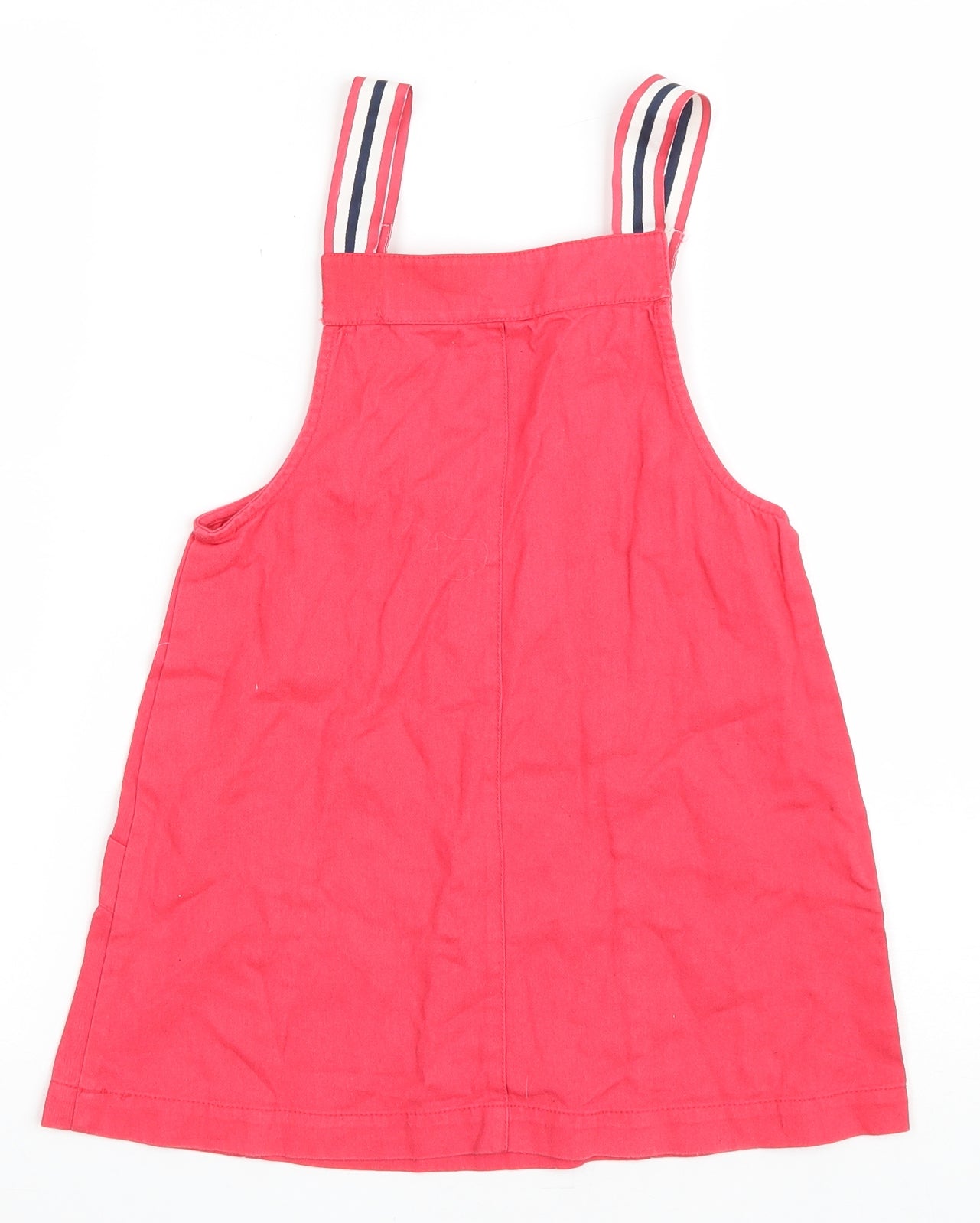George Girls Pink Cotton Pinafore/Dungaree Dress Size 6-7 Years Square Neck Snap