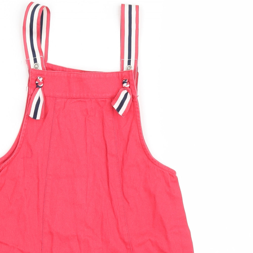 George Girls Pink Cotton Pinafore/Dungaree Dress Size 6-7 Years Square Neck Snap